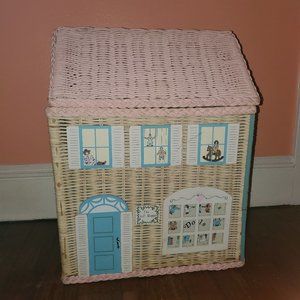 Wicker Dollhouse Laundry Basket Hamper